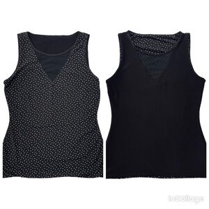 White House Black Market Black appl a Dot Reversible V-neck liquid Jersey top XS